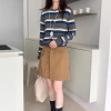 Retro striped long-sleeved knitted sweater for women in autumn 2025, a new Korean-style design with a versatile round neck casual top Item Picture